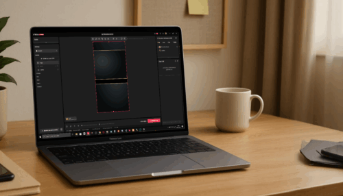 Image de Fond TikTok Live Studio – Gris Anthracite & Lignes Dorées