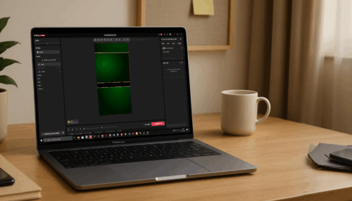 Image de Fond TikTok Live Studio – Vert Émeraude & Lignes Dorées